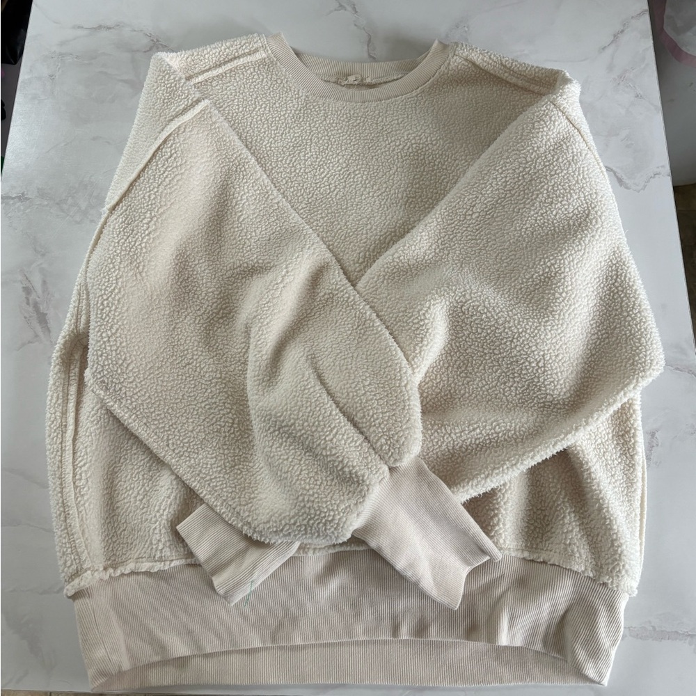 Pilcro by Anthropologie Cream Sherpa Crewneck